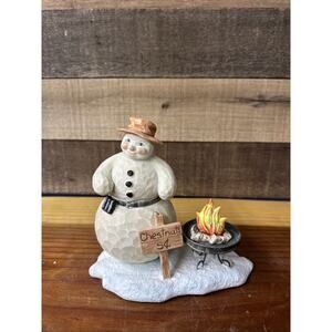 Snowman Roasting Chestnuts On Fire 6.5” Tall